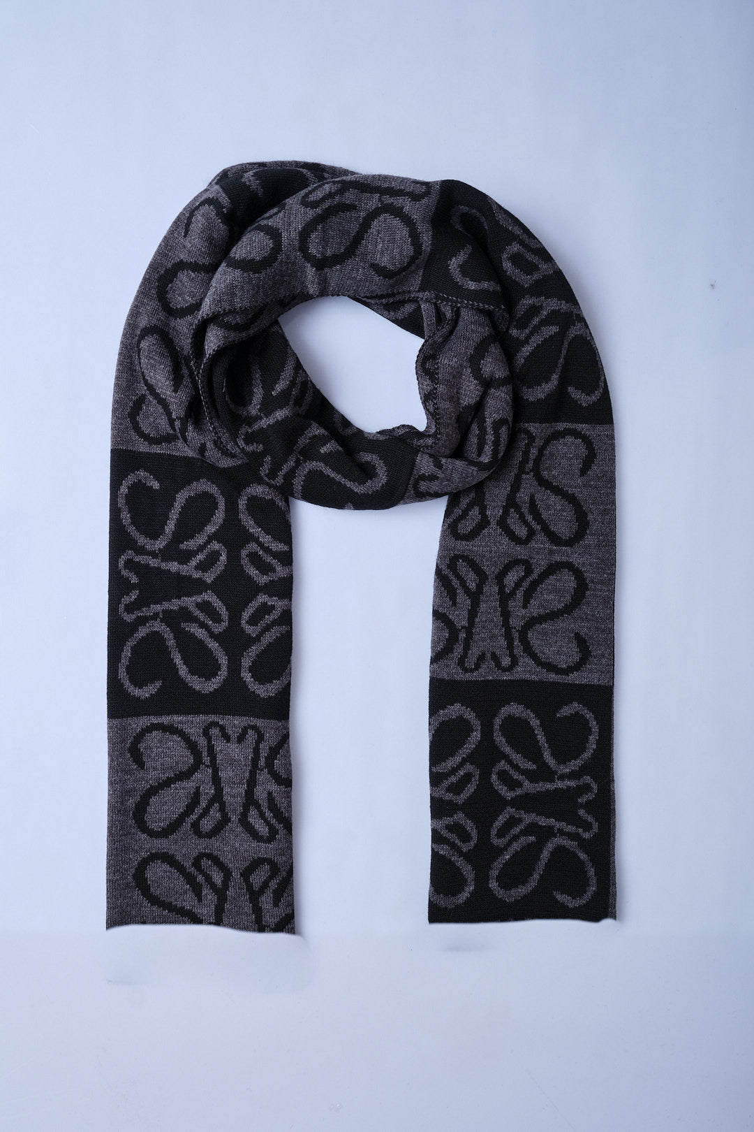 Siyah-Antrasit Desenli Triko Atkı