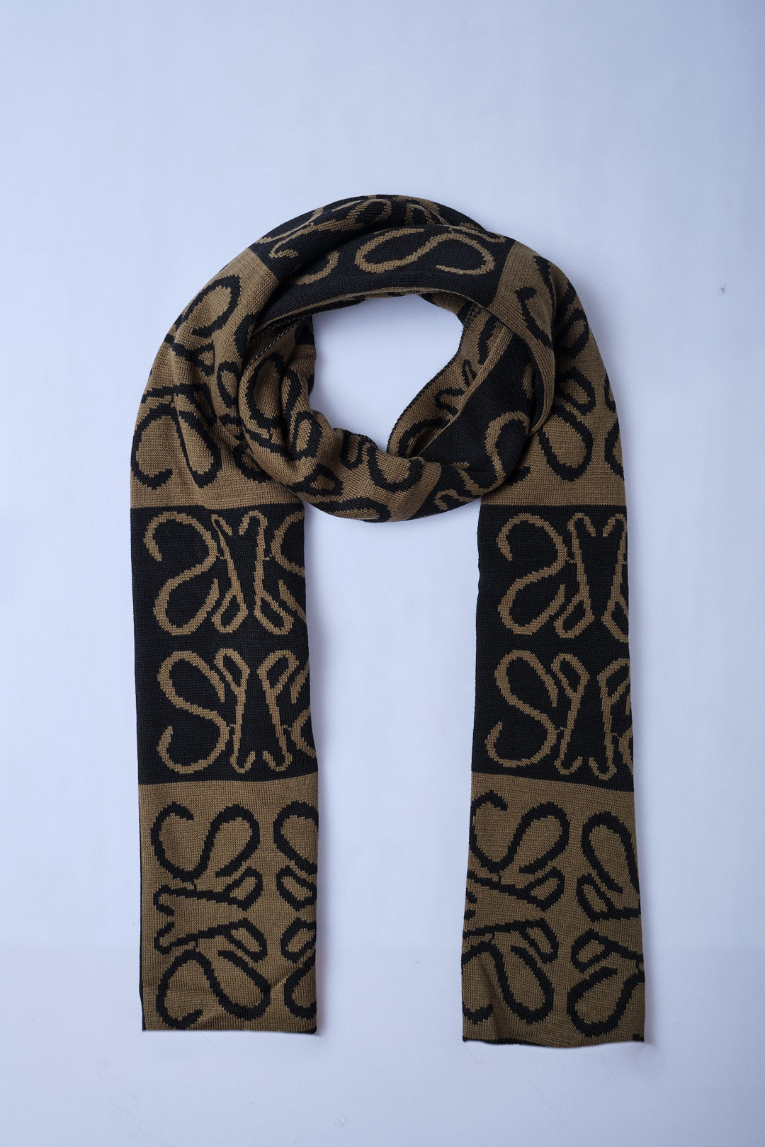 Haki-Siyah Desenli Triko Atkı