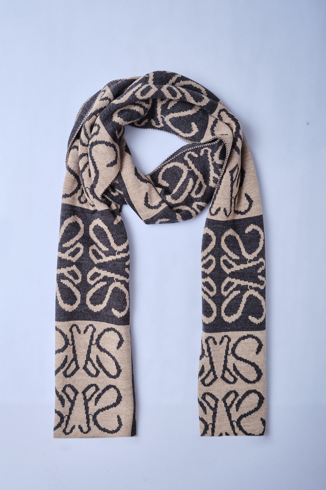 Vizon-Antrasit Desenli Triko Atkı