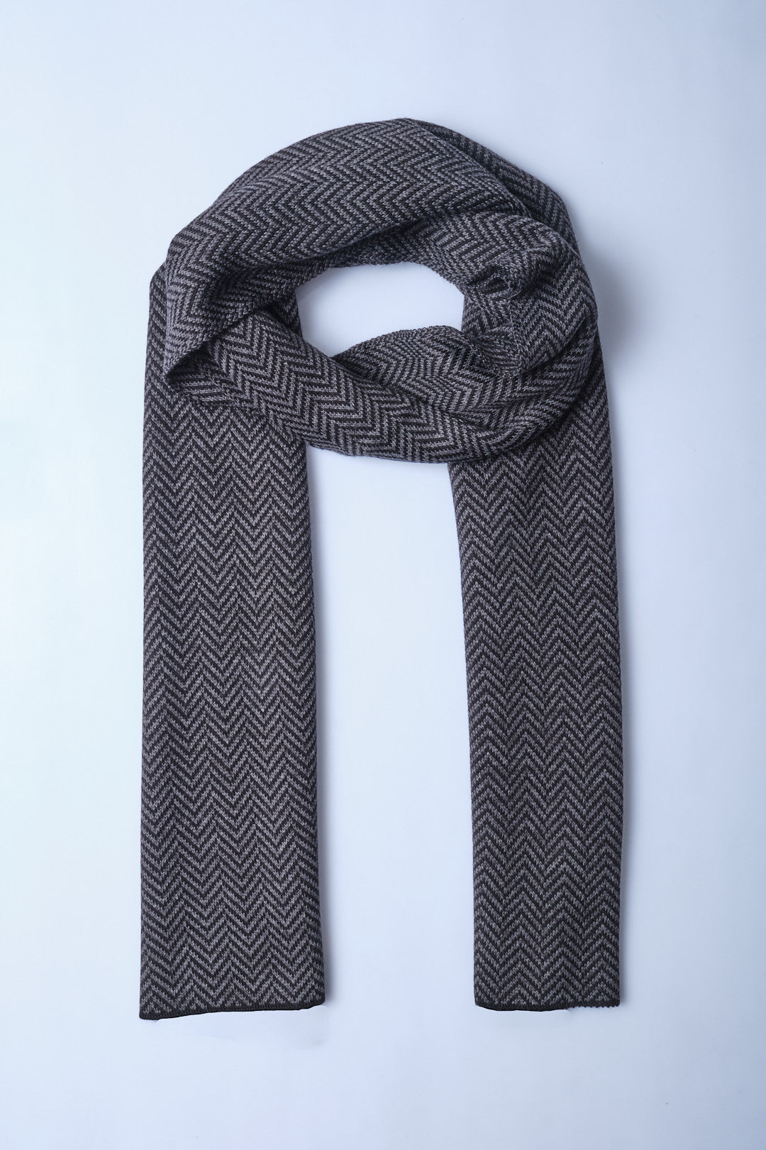 Siyah-Antrasit Balıksırtı Desenli Triko Atkı