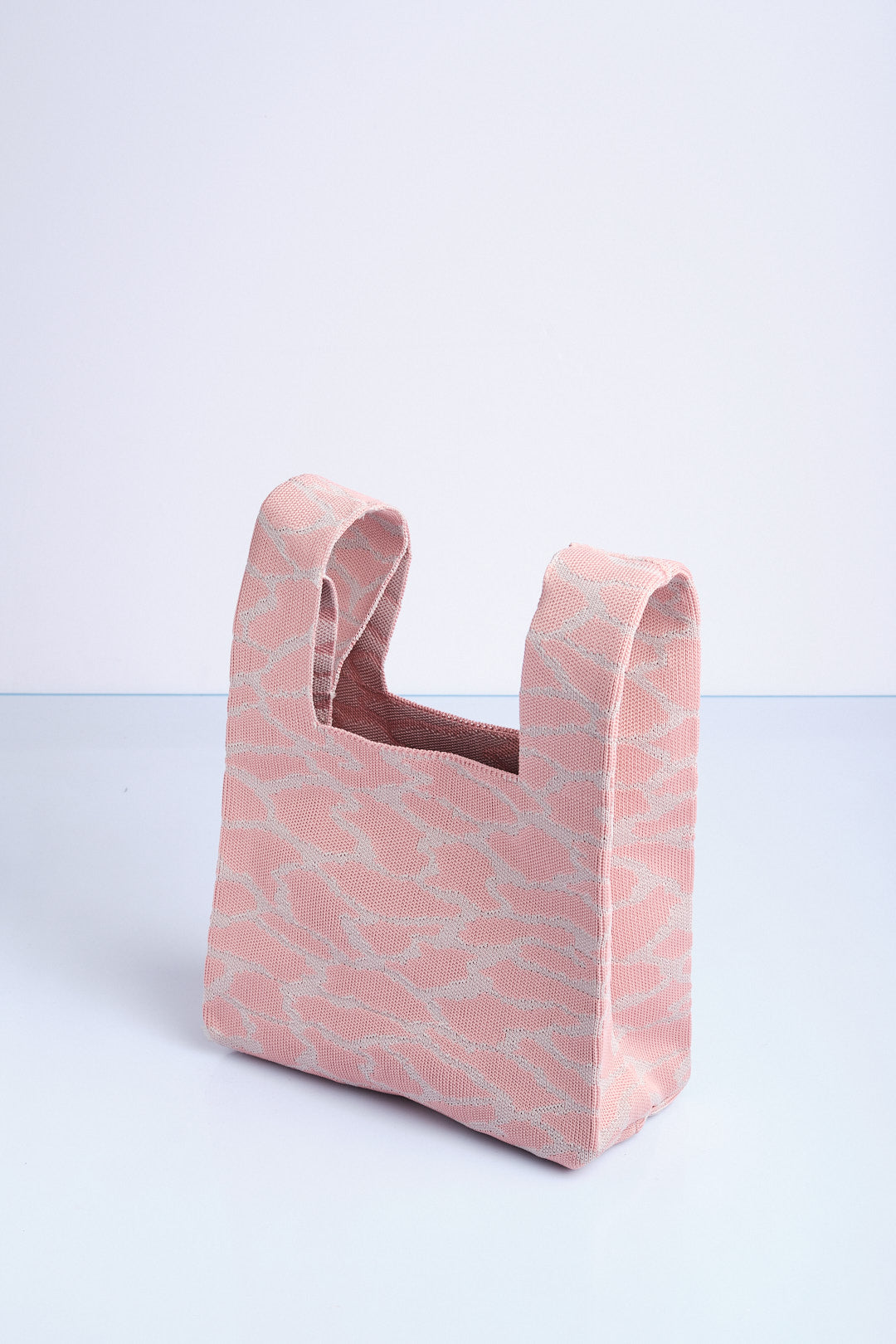 Pembe-Gri - Leopar Desenli Triko Tote El Çantası