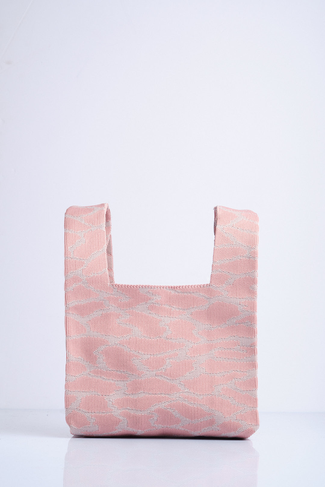 Pembe-Gri - Leopar Desenli Triko Tote El Çantası