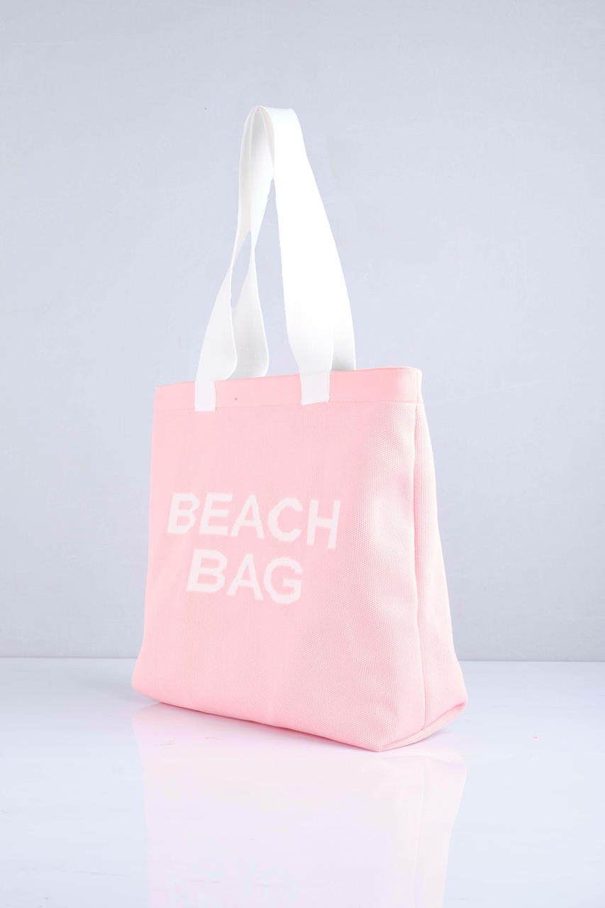 Pudra - Beach Bag Yazılı Triko Plaj Çantası