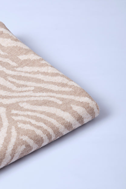 Bej-Vizon -Zebra Desenli Triko Şal