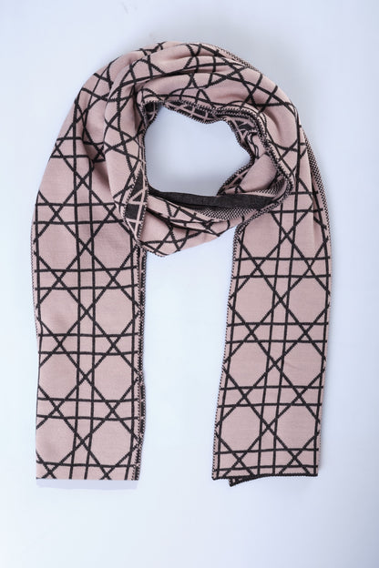 Pembe-Antrasit Cannage Desenli Triko Atkı