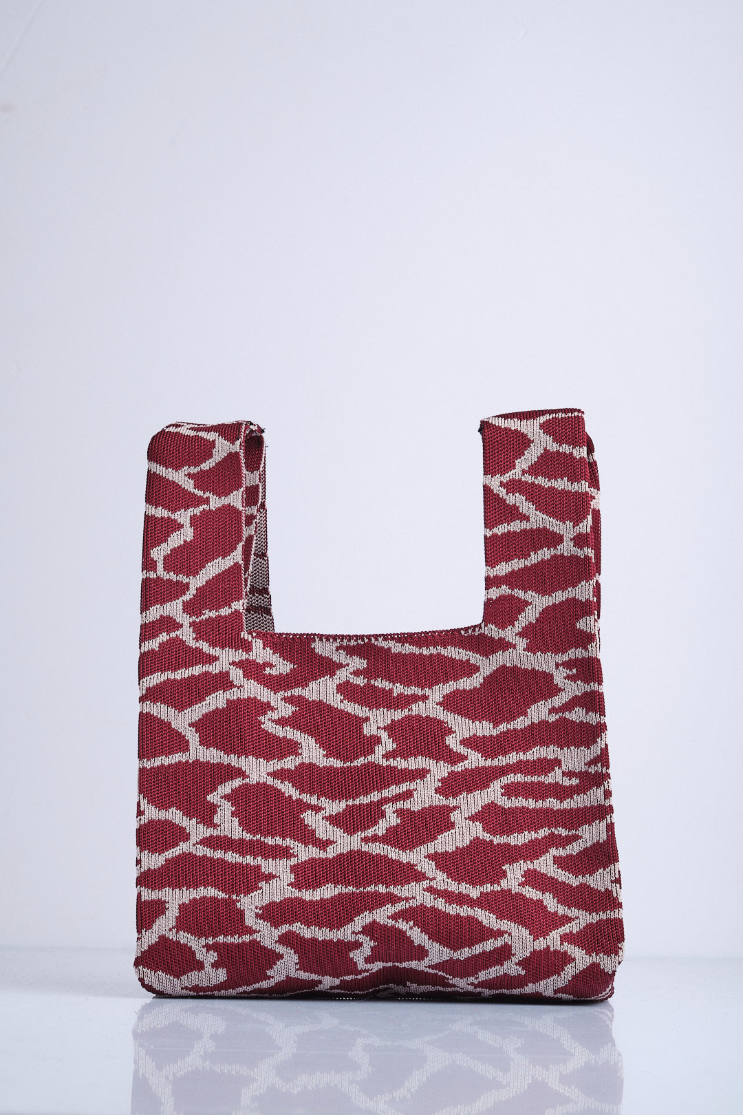 Bordo-Gri - Leopar Desenli Triko Tote El Çantası