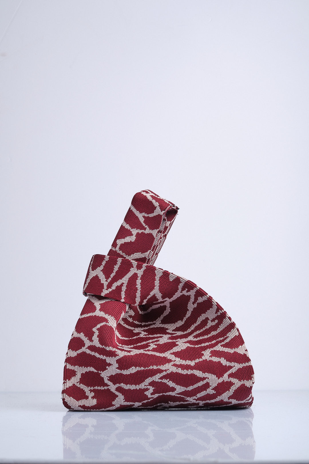 Bordo-Gri - Leopar Desenli Triko Tote El Çantası