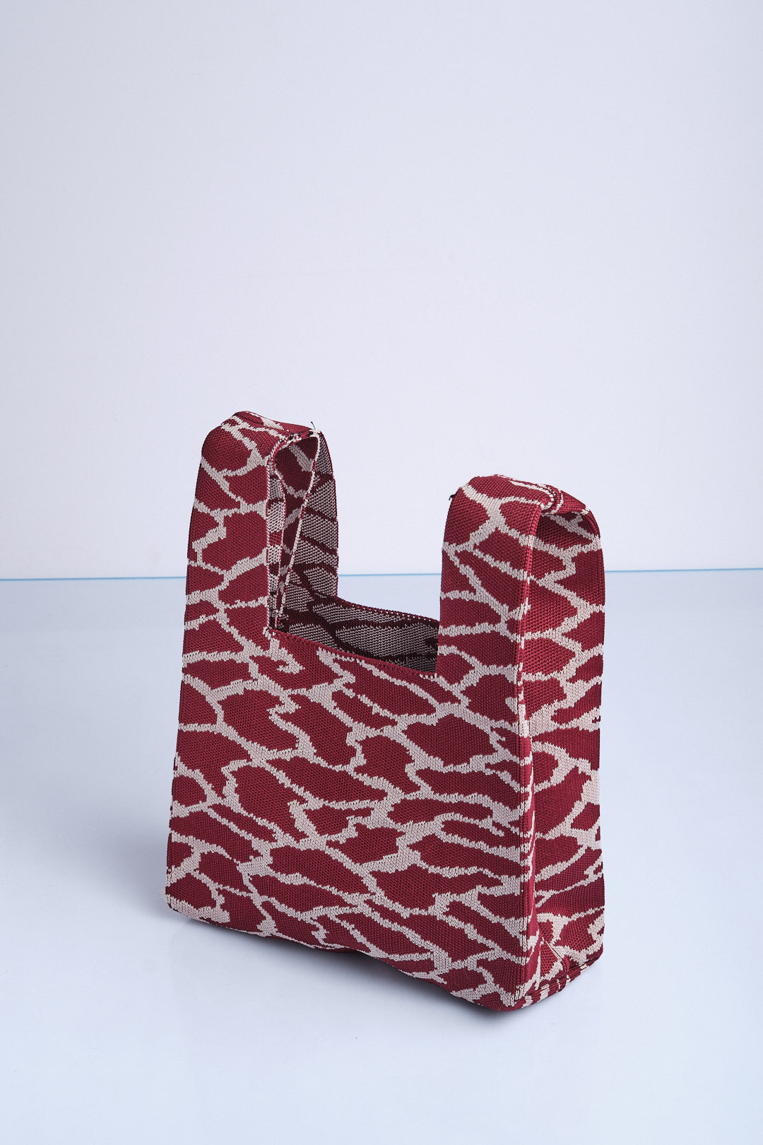 Bordo-Gri - Leopar Desenli Triko Tote El Çantası
