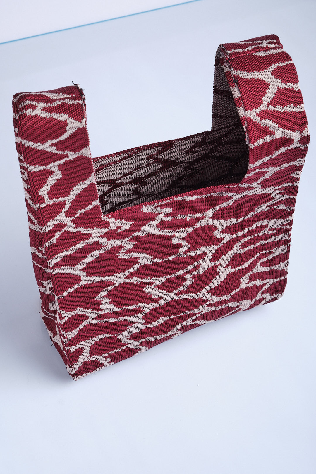 Bordo-Gri - Leopar Desenli Triko Tote El Çantası