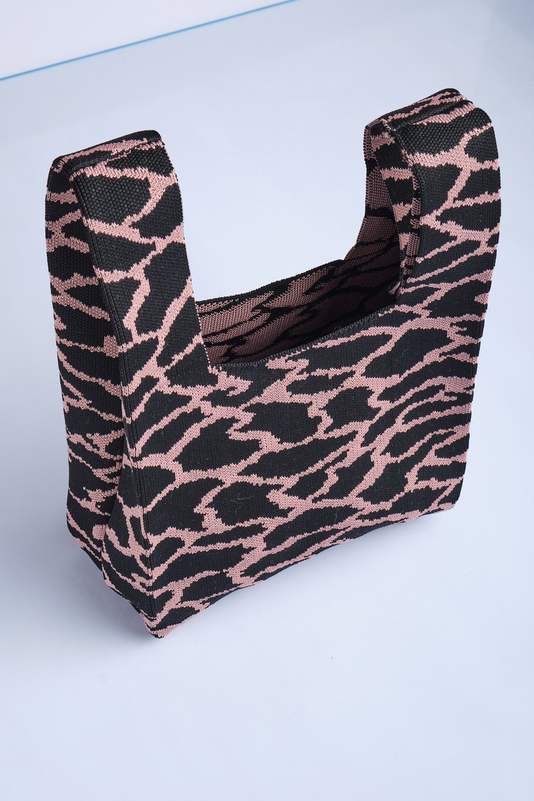 Gül Kurusu-Siyah - Leopar Desenli Triko Tote El Çantası