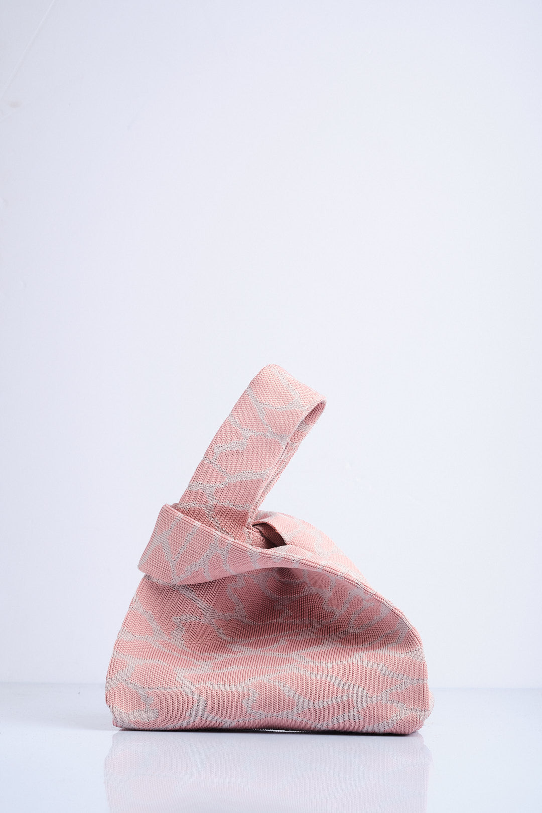 Pembe-Gri - Leopar Desenli Triko Tote El Çantası