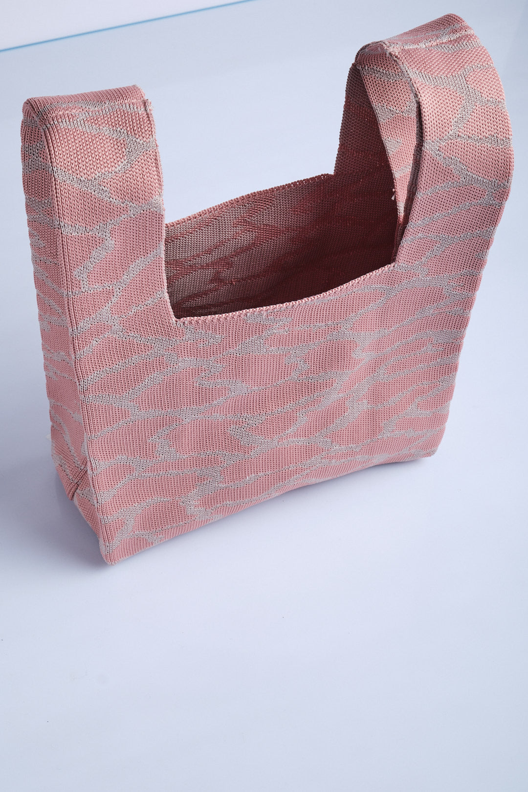 Pembe-Gri - Leopar Desenli Triko Tote El Çantası