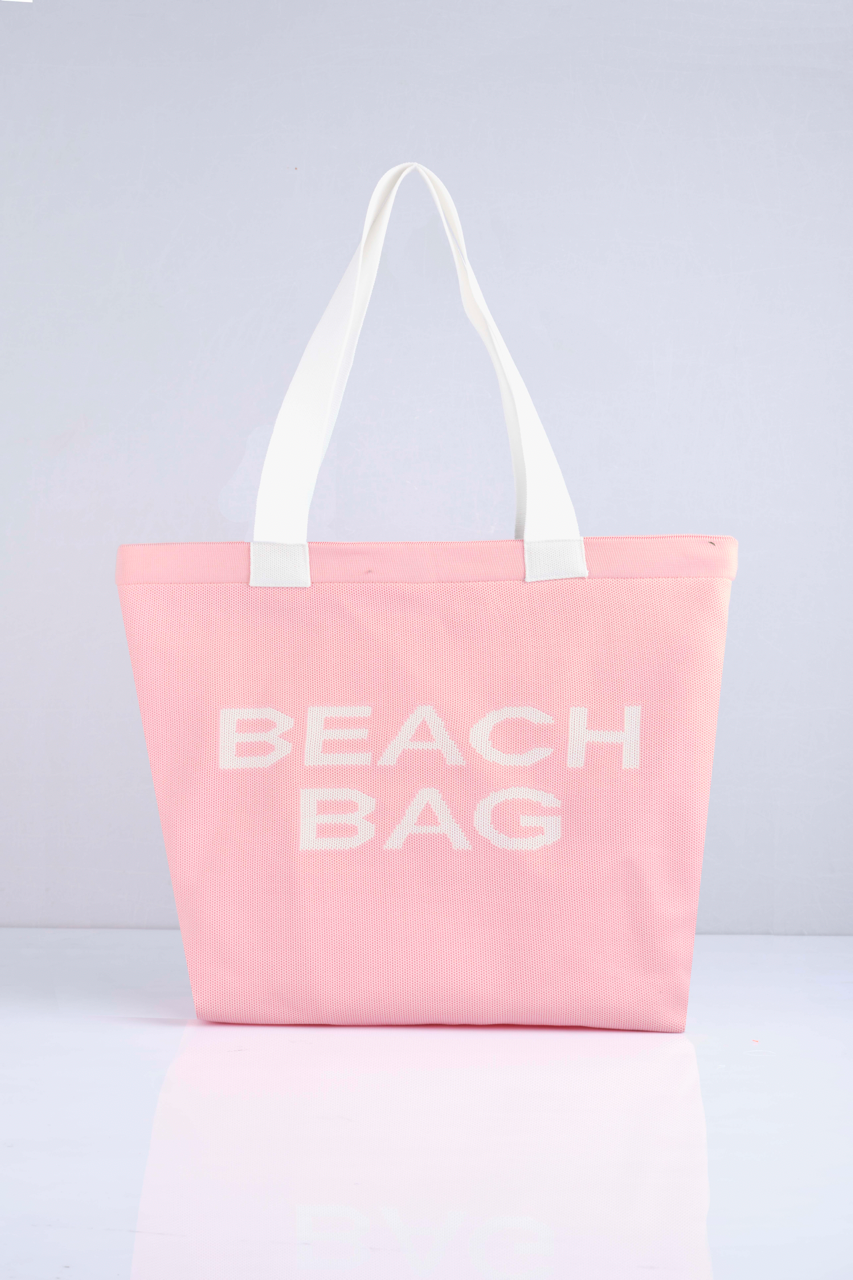Pudra - Beach Bag Yazılı Triko Plaj Çantası